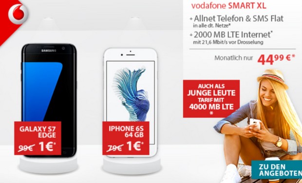 S7 edge/ iPhone 6s zum Vodafone Smart XL