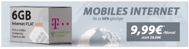 6GB D1 Internet-Flat 6000 im Telekom Netz günstig auch im Jahr 2017